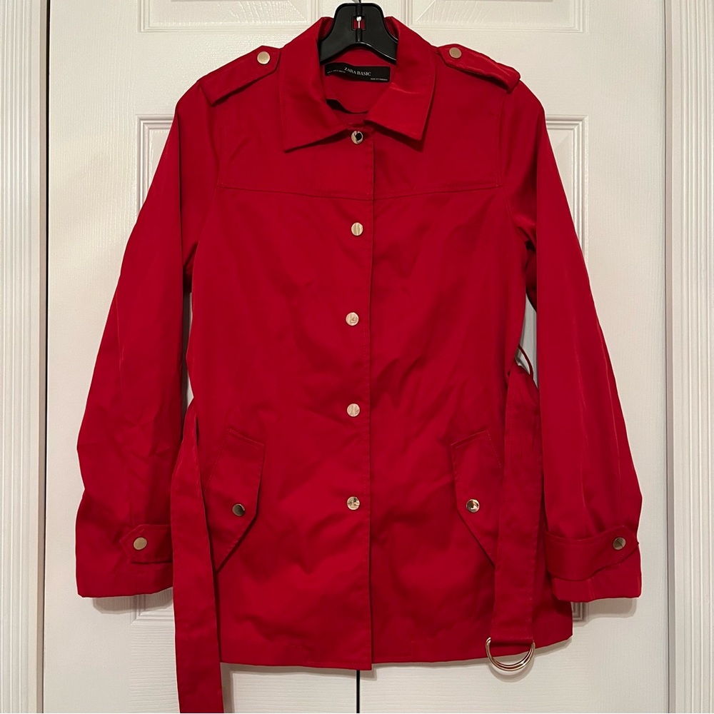 Zara Basic Lightweight Jacket Rain Red Womens S S… - image 1